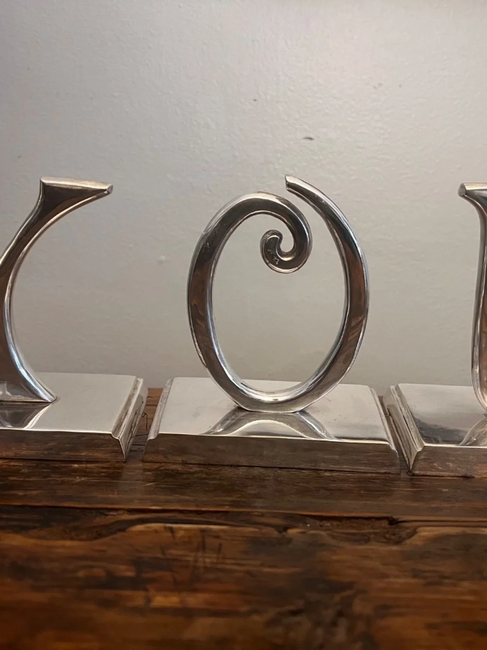 Vintage Pottery Barn JOY Stocking Holders Set of 3 | Heavy 2 lb Silverplate